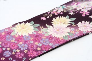 レンタル　振袖　紫　刺繍の花