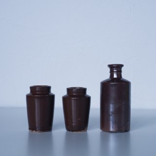 英国アンティーク 陶器ボトル3点セット