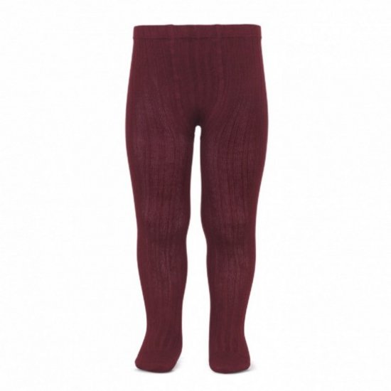 Amaia Kids - Ribbed tights - Granate Red アマイアキッズ - タイツ