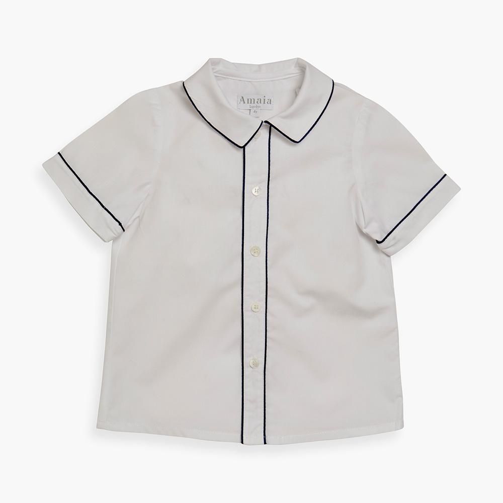 Amaia Kids - Daniel shirt shortsleeves - Navy piping ޥå - Ⱦµ
