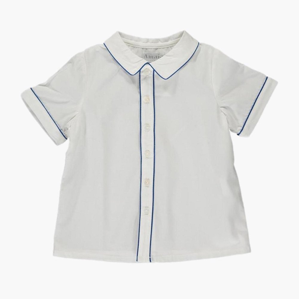 <img class='new_mark_img1' src='https://img.shop-pro.jp/img/new/icons20.gif' style='border:none;display:inline;margin:0px;padding:0px;width:auto;' />【SALE 20%OFF】Amaia Kids - Daniel shirt shortsleeves - Mid Blue piping アマイアキッズ - 半袖シャツ