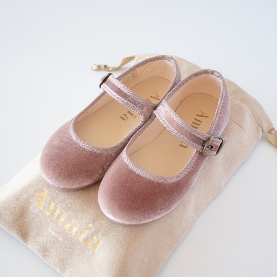 Amaia Kids - Mary Jane shoes - Dusty pink velvet ޥå - ٥塼