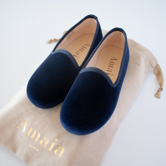 Amaia Kids - Slippers shoes - Navy velvet ޥå - ٥åݥ󥷥塼