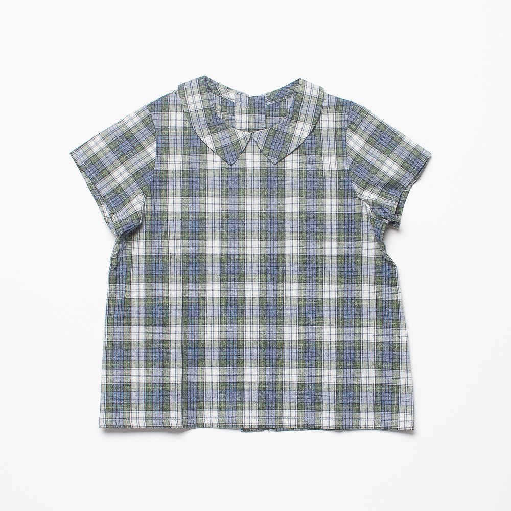 Amaia Kids - Mallard shirt - Blue/Green tartan アマイアキッズ - チェック柄半袖シャツ
