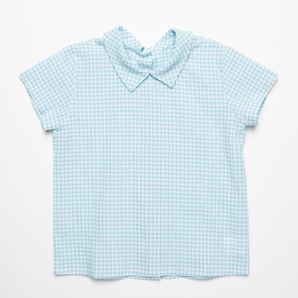 <img class='new_mark_img1' src='https://img.shop-pro.jp/img/new/icons14.gif' style='border:none;display:inline;margin:0px;padding:0px;width:auto;' />Amaia Kids - Mallard shirt - Turquoise gingham アマイアキッズ - ギンガムチェック柄半袖シャツ