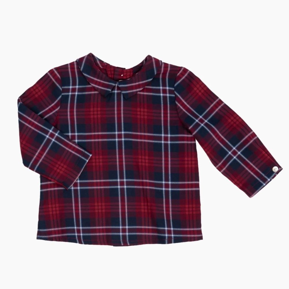 Amaia Kids - Mallard shirt - Burgundy/Navy tartan アマイアキッズ - 長袖シャツ