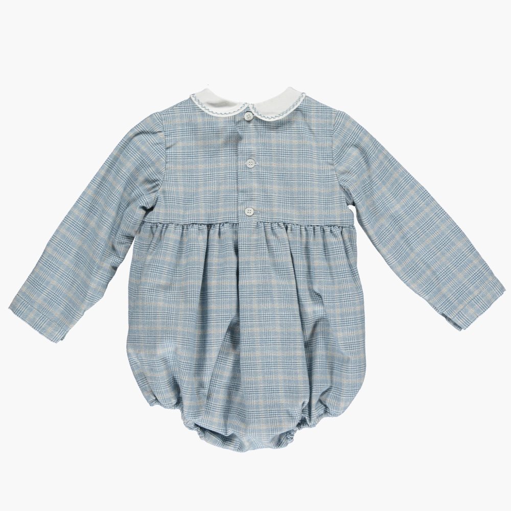 Amaia Kids - Alex romper - Blue checks アマイアキッズ - 刺繍入り 