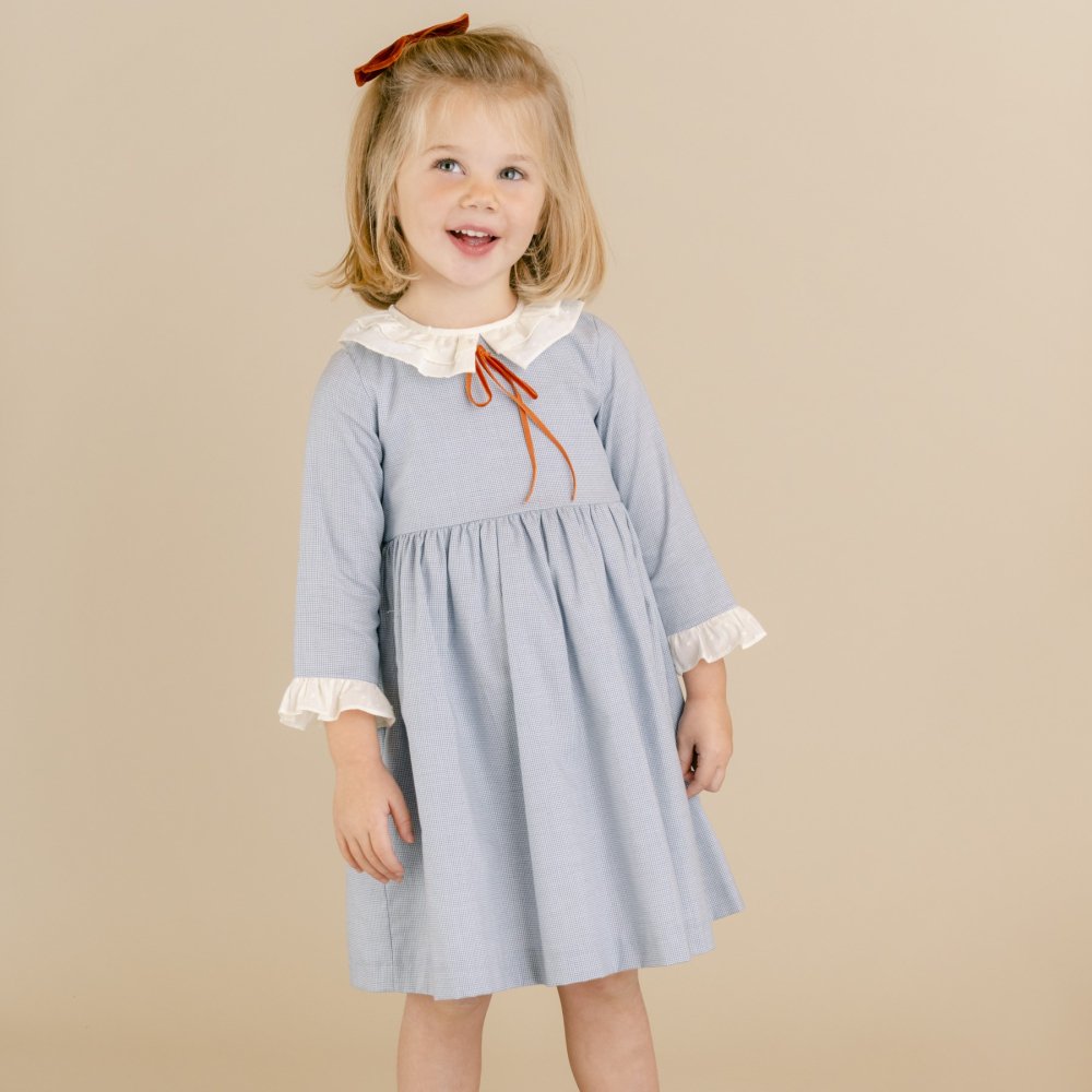 <img class='new_mark_img1' src='https://img.shop-pro.jp/img/new/icons20.gif' style='border:none;display:inline;margin:0px;padding:0px;width:auto;' />【50%OFF】Amaia Kids - Lena dress - Blue mini houndstooth アマイアキッズ - ワンピース (Off-white/Ivory)