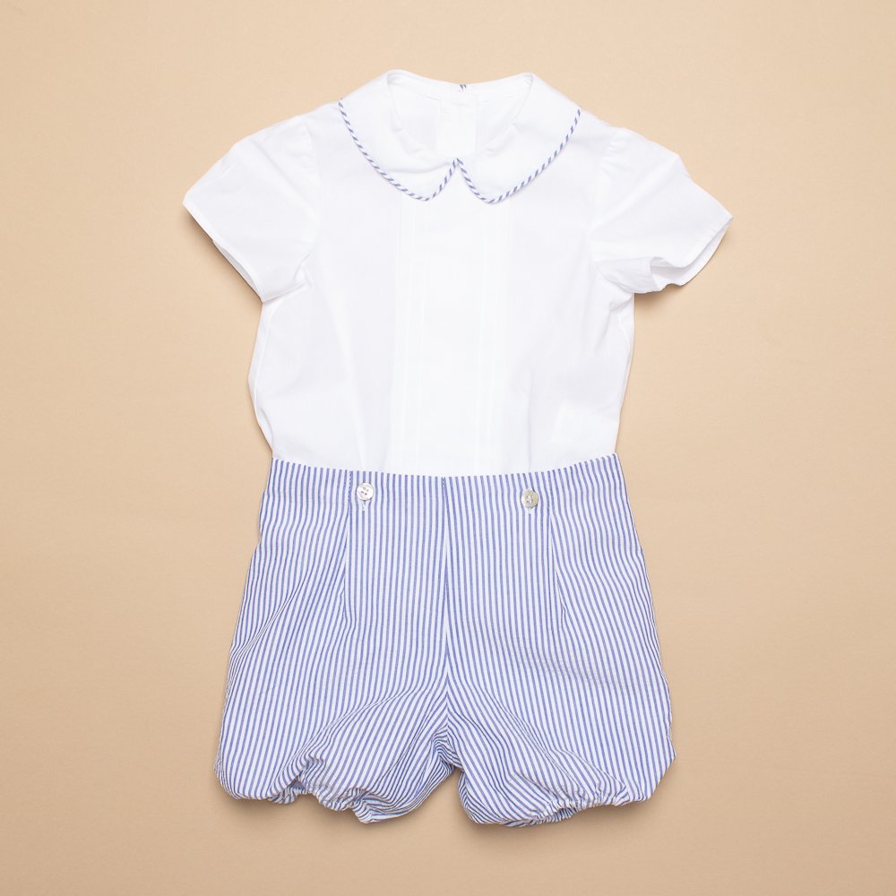 <img class='new_mark_img1' src='https://img.shop-pro.jp/img/new/icons14.gif' style='border:none;display:inline;margin:0px;padding:0px;width:auto;' />Amaia Kids - Louis set - Blue stripe アマイアキッズ - ベビーセットアップ