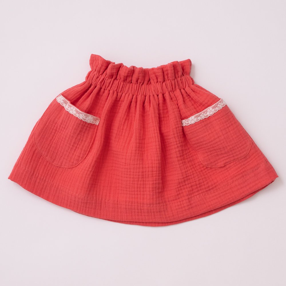 Amaia Kids - Cordon skirt - Coral pink アマイアキッズ - スカート