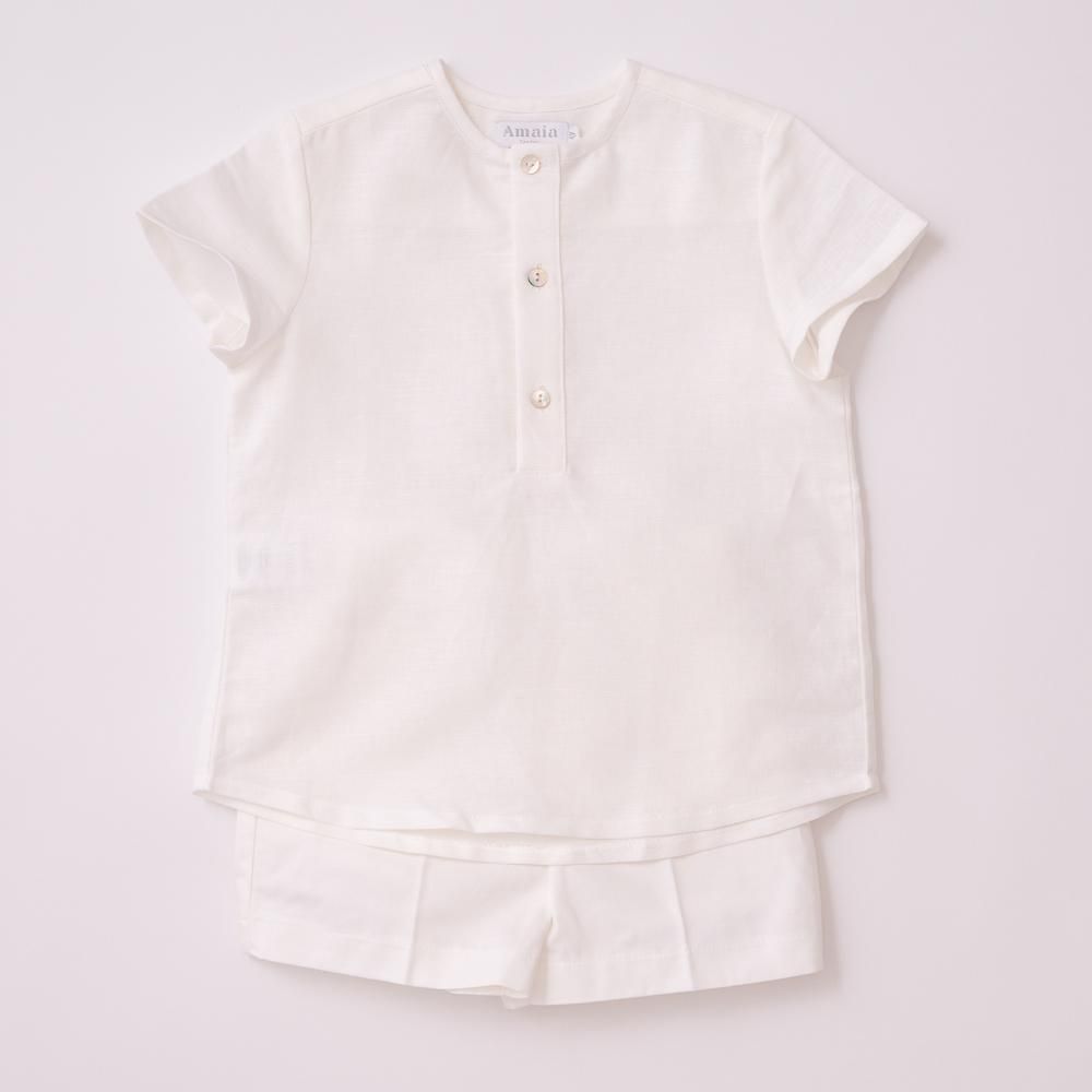 Amaia Kids - Victor shirt - Off White アマイアキッズ - 半袖