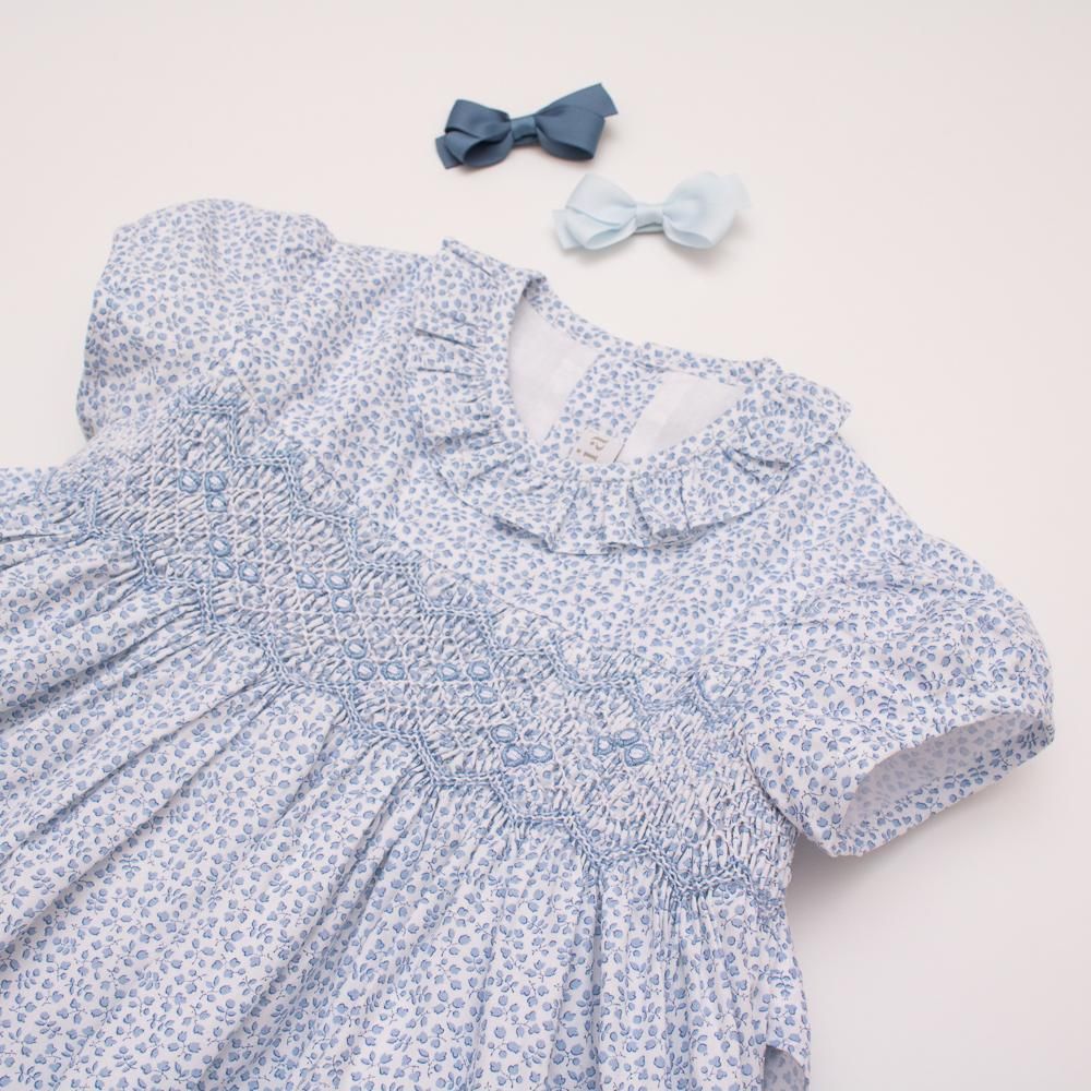 Amaia Kids - Moohren dress - Baby blue mini leaf アマイアキッズ