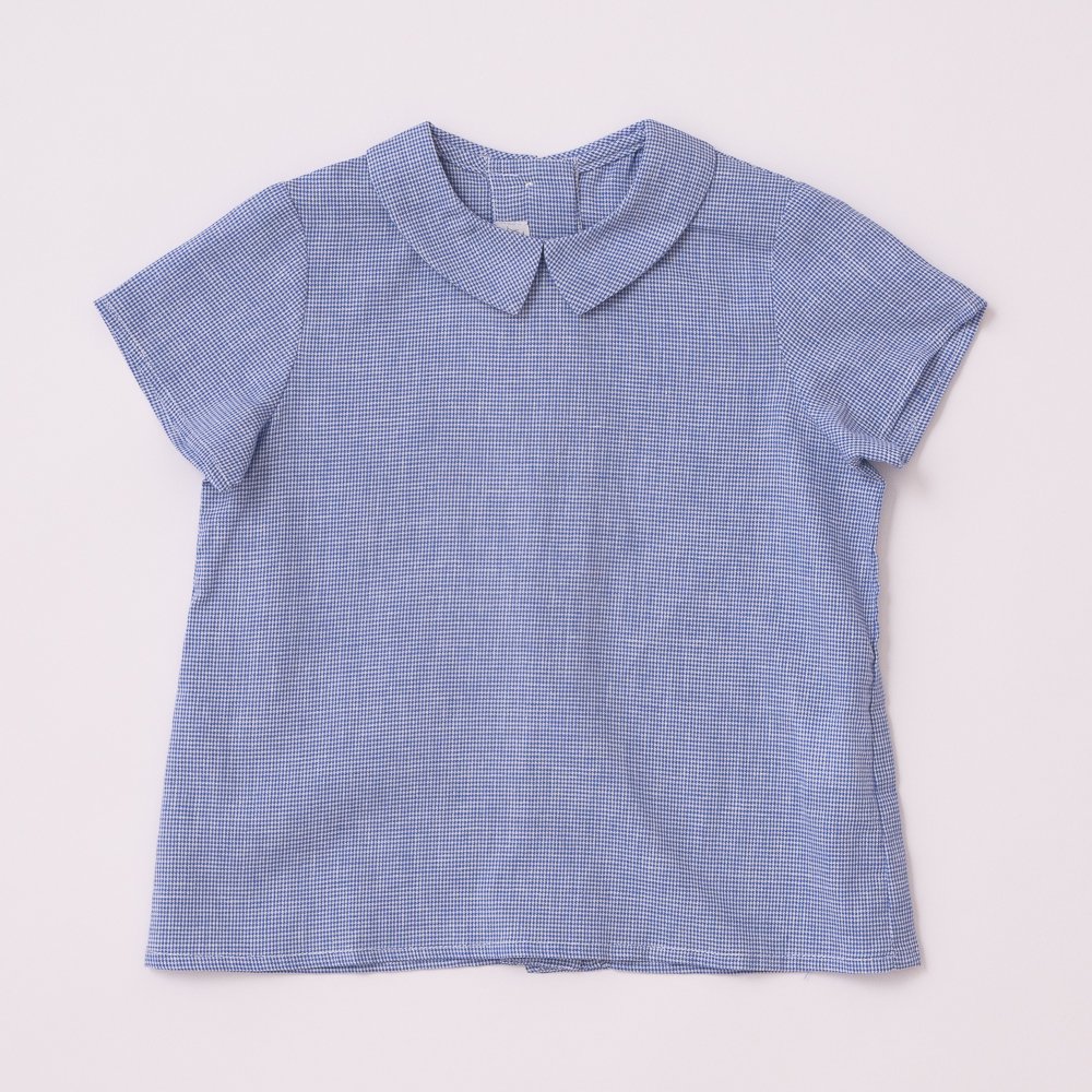 Amaia Kids - Mallard shirt - Royal blue houndstooth アマイアキッズ - 半袖シャツ