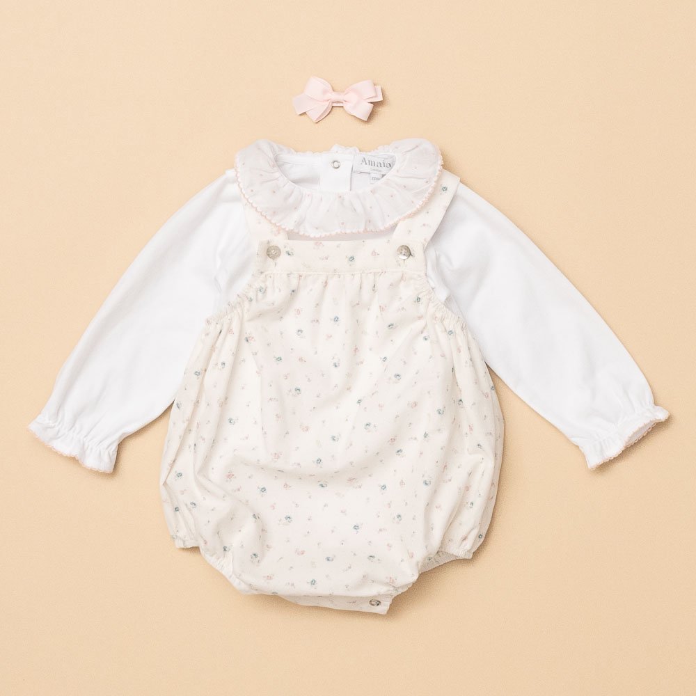 <img class='new_mark_img1' src='https://img.shop-pro.jp/img/new/icons14.gif' style='border:none;display:inline;margin:0px;padding:0px;width:auto;' />Amaia Kids - Helen romper baby set - White mini floral アマイアキッズ - ベビーセット