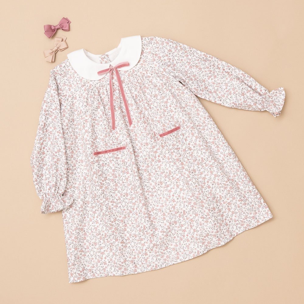 Amaia Kids - Leela dress - Pink mini floral アマイアキッズ - 小花