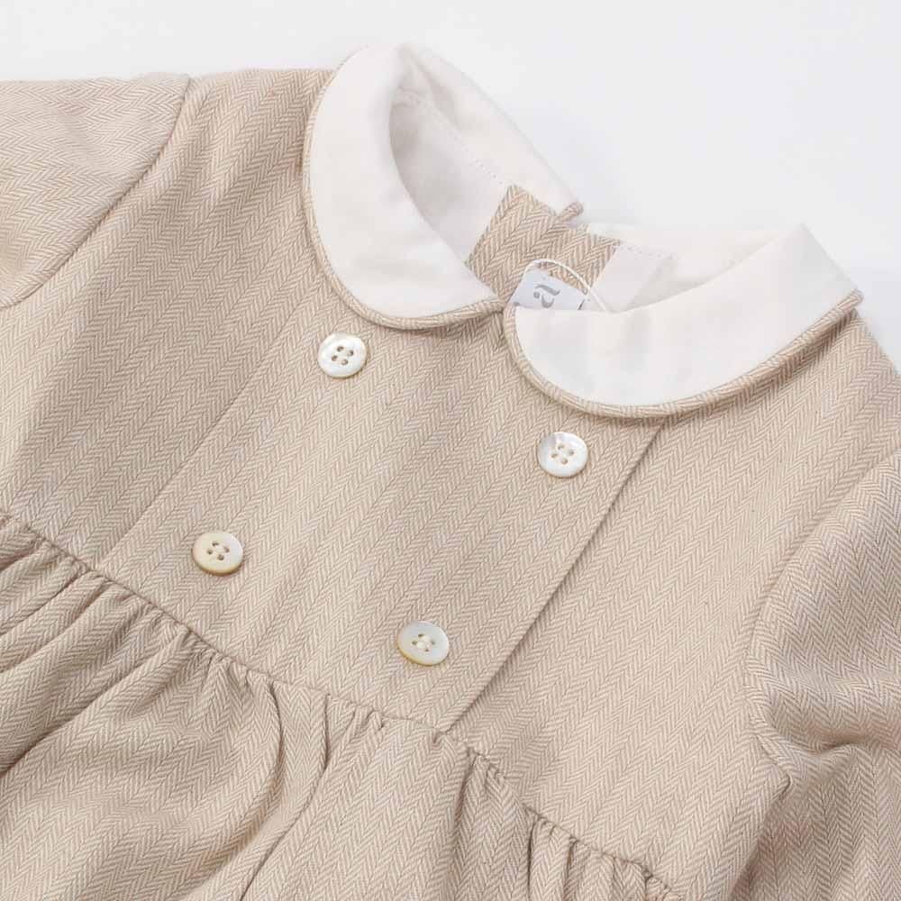 Amaia Kids - Alex romper - Beige herringbone アマイアキッズ