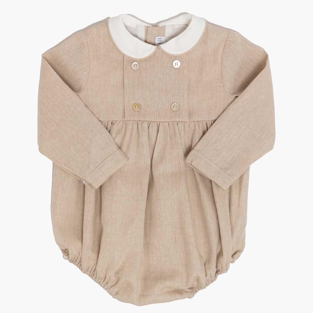 Amaia Kids - Alex romper - Beige herringbone ޥå - ٥ӡѡ