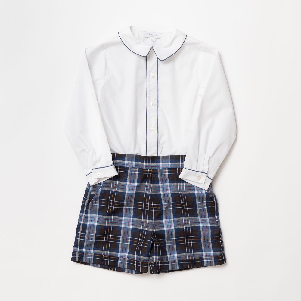 <img class='new_mark_img1' src='https://img.shop-pro.jp/img/new/icons14.gif' style='border:none;display:inline;margin:0px;padding:0px;width:auto;' />Amaia Kids - Buster suit - Blue tartan アマイアキッズ - セットアップ