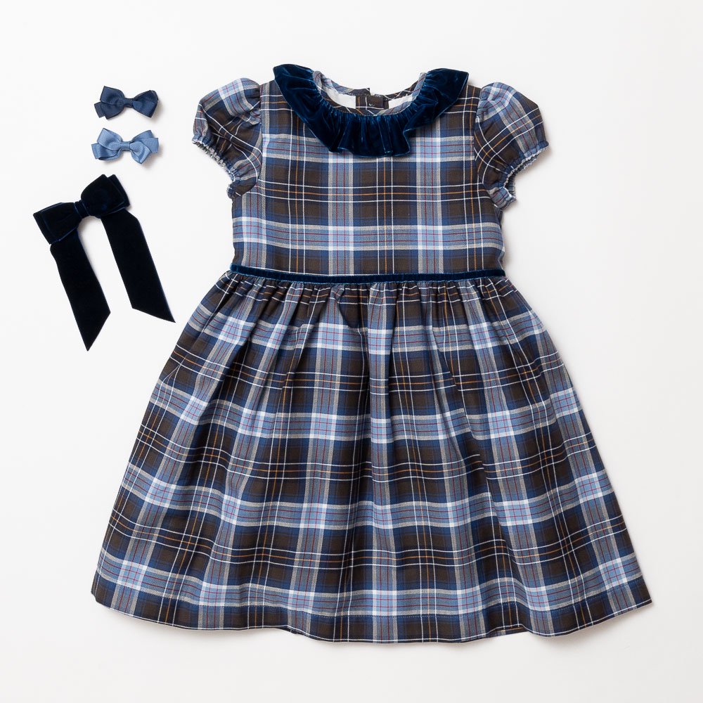 Amaia Kids - Raisin dress - Blue tartan アマイアキッズ - チェック 