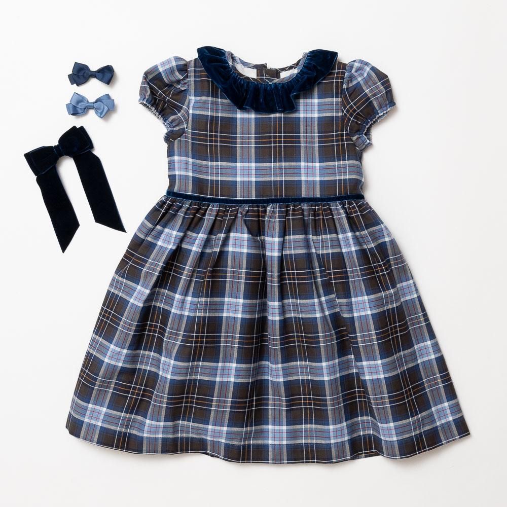 Amaia Kids - Raisin dress - Blue tartan アマイアキッズ - チェック