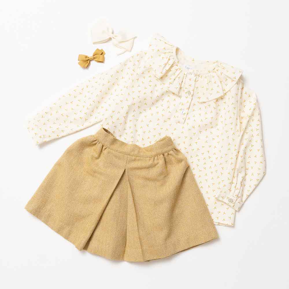 Amaia Kids - Vally skirt - Mustard tweed アマイアキッズ - スカート