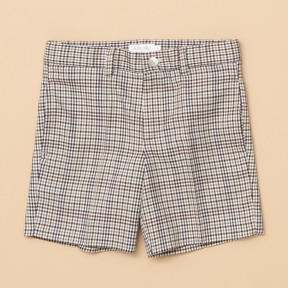 <img class='new_mark_img1' src='https://img.shop-pro.jp/img/new/icons14.gif' style='border:none;display:inline;margin:0px;padding:0px;width:auto;' />Amaia Kids - Gull shorts - Brown check アマイアキッズ - チェック柄パンツ