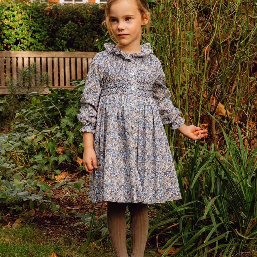 Amaia Kids - Aria dress - Liberty Blue/Beige アマイアキッズ 