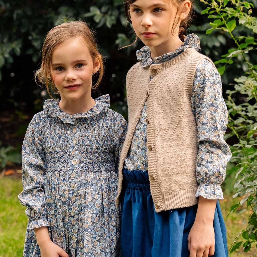 Amaia Kids - Aria dress - Liberty Blue/Beige アマイアキッズ 