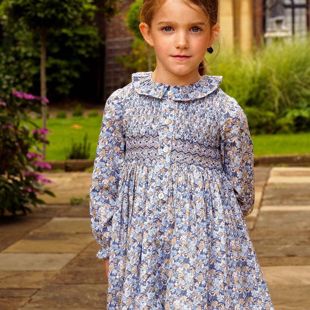 SALE30%OFF】Amaia Kids - Aria dress - Liberty Blue/Beige 