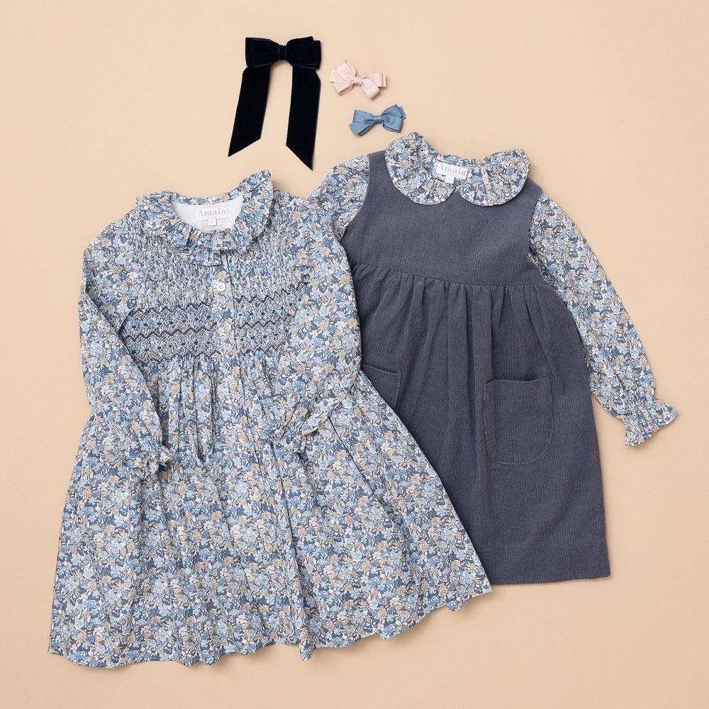 Amaia Kids - Aria dress - Liberty Blue/Beige アマイアキッズ 