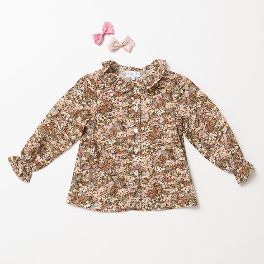 Amaia Kids - Amelia blouse - Liberty Khaki/Pink アマイアキッズ ...