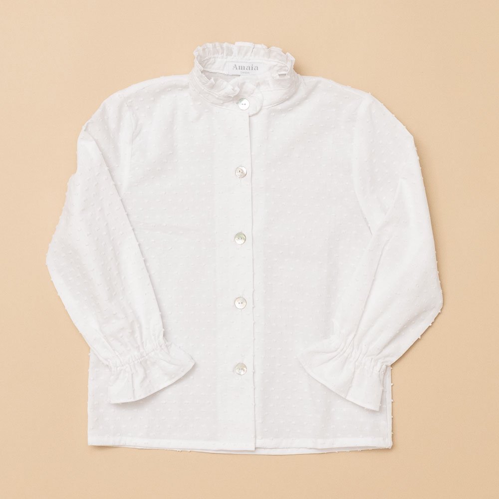 <img class='new_mark_img1' src='https://img.shop-pro.jp/img/new/icons14.gif' style='border:none;display:inline;margin:0px;padding:0px;width:auto;' />Amaia Kids - Diana top - White plumeti アマイアキッズ - ブラウス