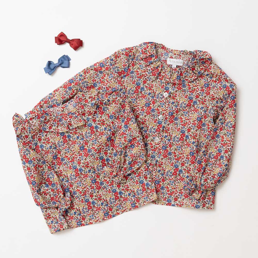 <img class='new_mark_img1' src='https://img.shop-pro.jp/img/new/icons14.gif' style='border:none;display:inline;margin:0px;padding:0px;width:auto;' />Amaia Kids - Amelia blouse - Liberty Red/Blue アマイアキッズ - リバティプリントブラウス
