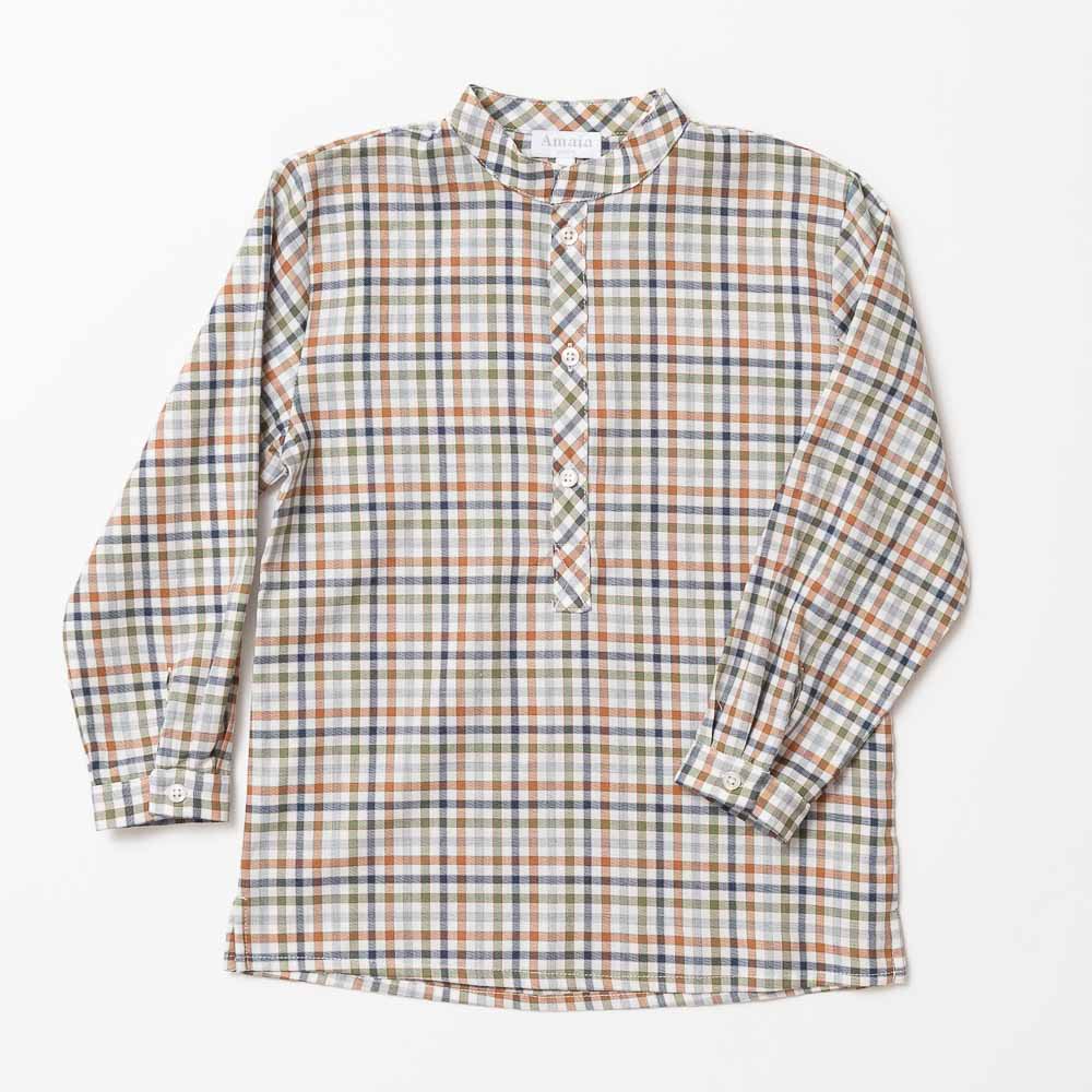 Amaia Kids - Pereprine shirt - Green chestnut check ޥå - Ĺµ