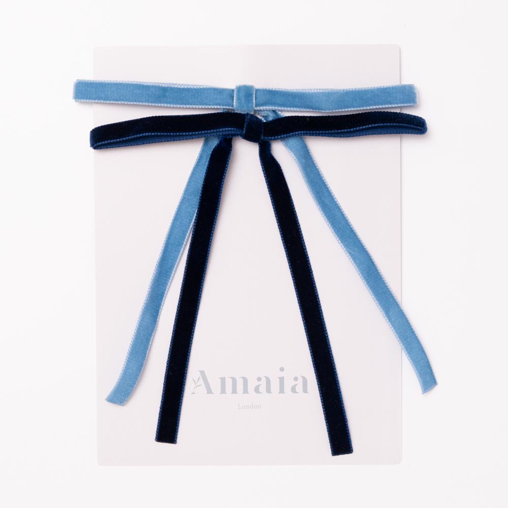 Amaia Kids - Velvet Long Tail Hair Tie ޥå - ٥٥åǺإBlue/Navy