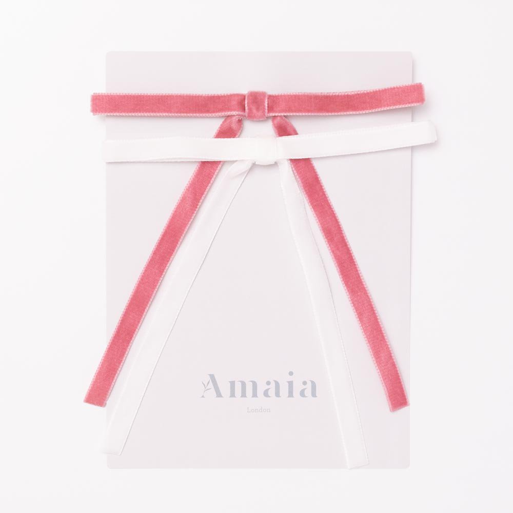 Amaia Kids - Velvet Long Tail Hair Tie ޥå - ٥٥åǺإWhite/Pink