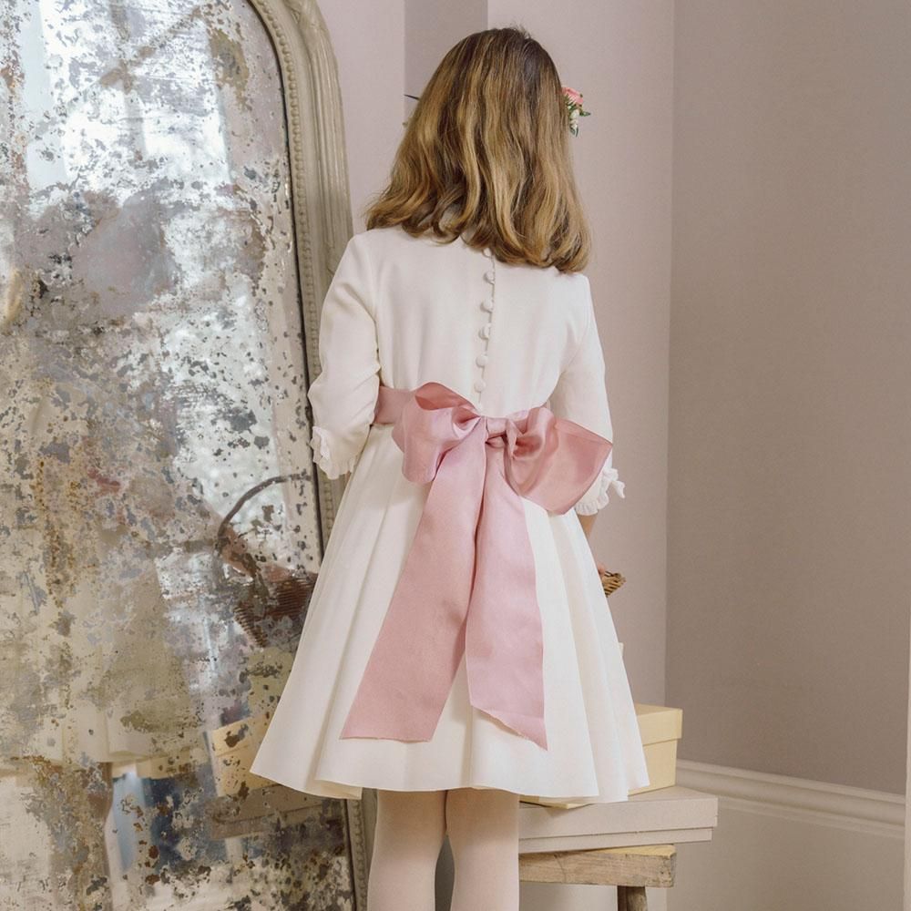 Amaia Kids - Eugenie dress - Dusty pink sash アマイアキッズ Amaia Kids - Eugenie dress - Dusty pink sash アマイアキッズ