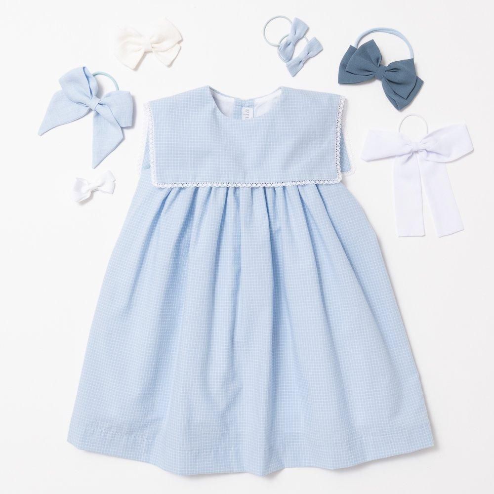 Amaia Kids - Mona dress - Blue mini check アマイアキッズ Amaia Kids - Mona dress - Blue mini check アマイアキッズ