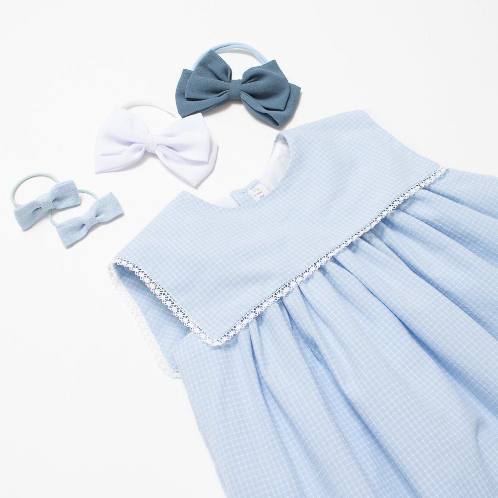 Amaia Kids - Mona dress - Blue mini check アマイアキッズ