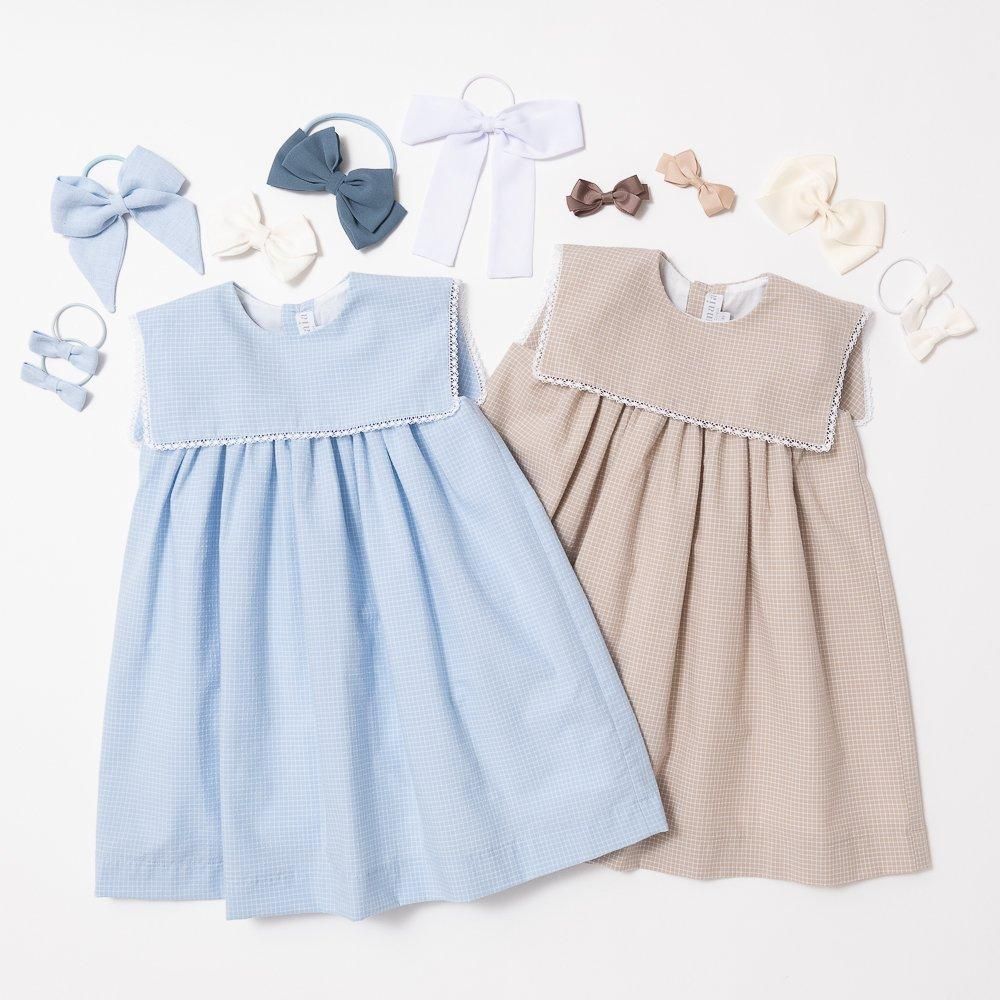 Amaia Kids - Mona dress - Blue mini check アマイアキッズ