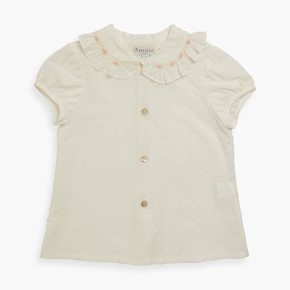 <img class='new_mark_img1' src='https://img.shop-pro.jp/img/new/icons14.gif' style='border:none;display:inline;margin:0px;padding:0px;width:auto;' />Amaia Kids - Mae blouse - White plumeti ޥå - ɽ֥饦