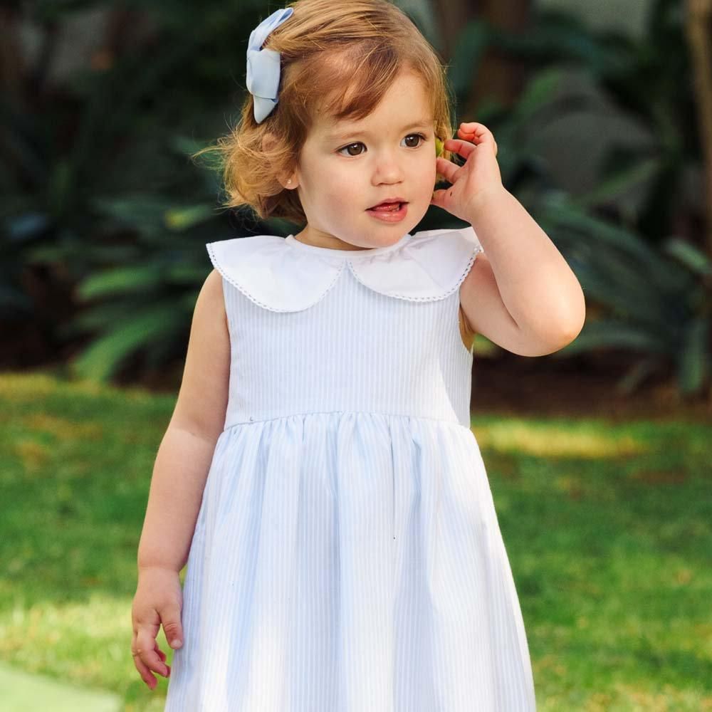 Amaia Kids - Lorena dress - Baby blue stripe アマイアキッズ Amaia Kids - Lorena dress - Baby blue stripe アマイアキッズ