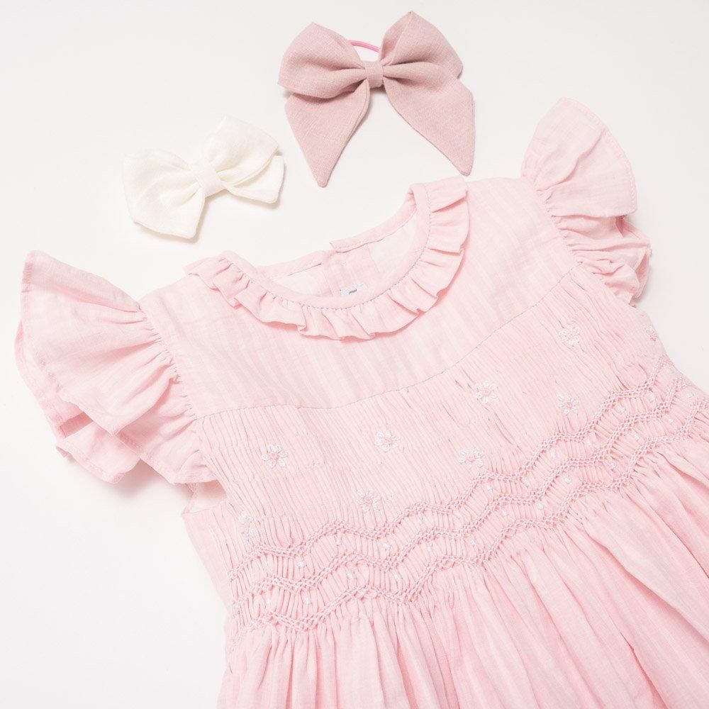 Amaia Kids - Falbala dress - Pink seersucker アマイアキッズ