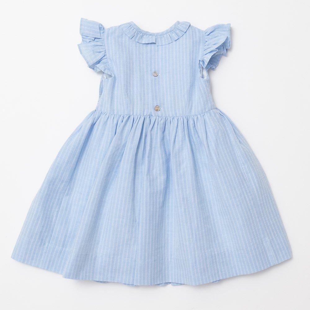Amaia Kids - Falbala dress - Blue seersucker アマイアキッズ Amaia Kids - Falbala dress - Blue seersucker アマイアキッズ