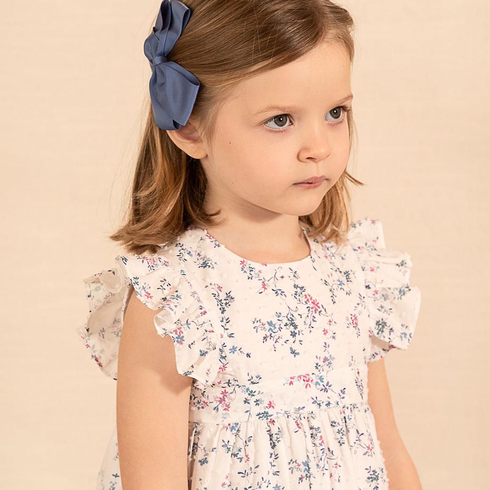 Amaia Kids - Bordeaux dress - White floral plumeti Amaia Kids - Bordeaux dress - White floral plumeti