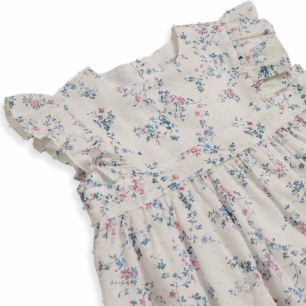 Amaia Kids - Bordeaux dress - White floral plumeti Amaia Kids - Bordeaux dress - White floral plumeti