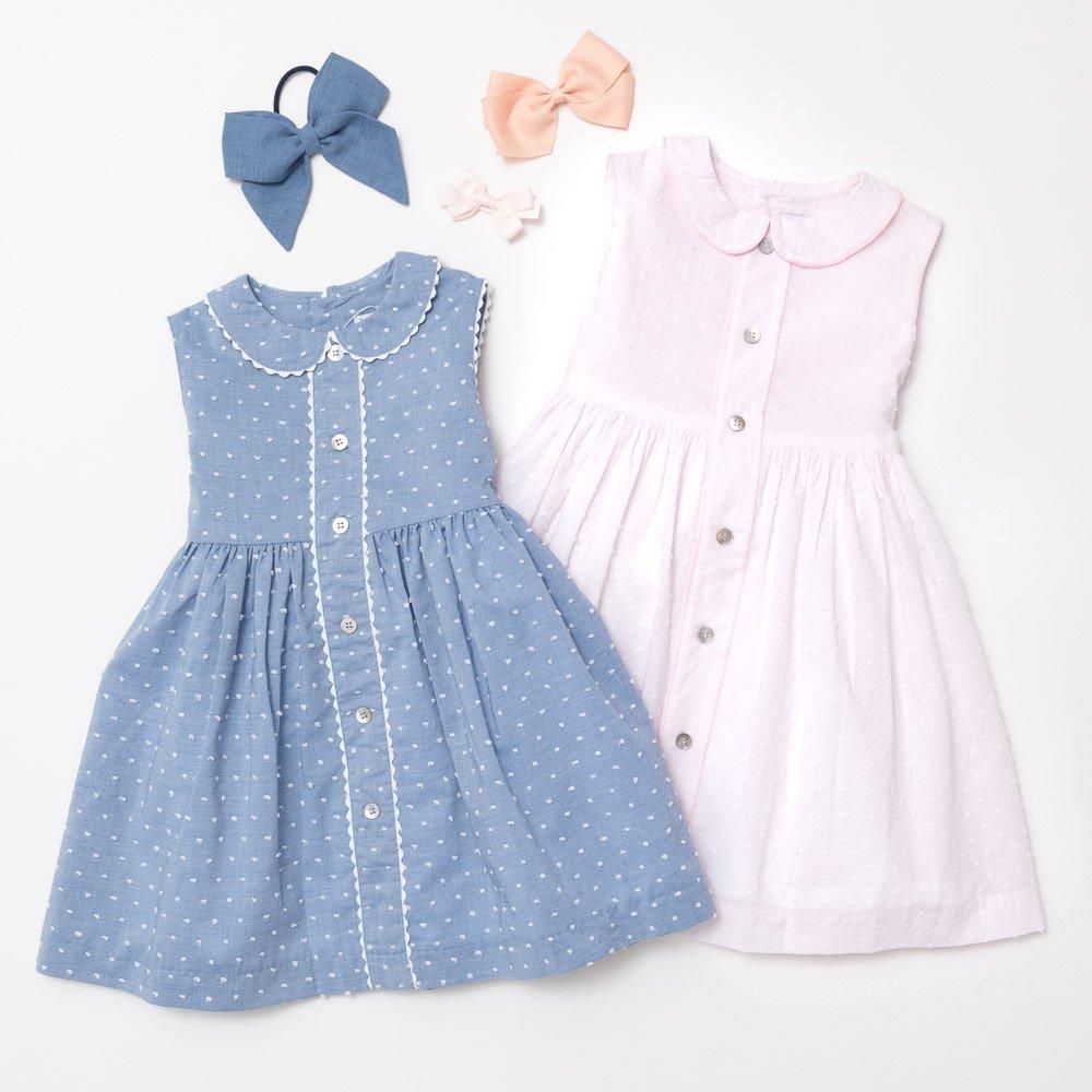 Amaia Kids - Caroline dress - Blue plumeti アマイアキッズ Amaia Kids - Caroline dress - Blue plumeti アマイアキッズ