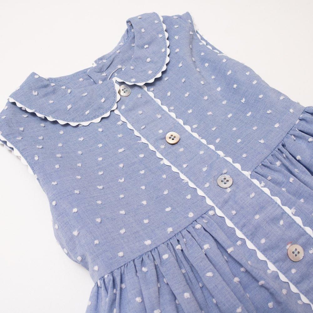 Amaia Kids - Caroline dress - Blue plumeti アマイアキッズ Amaia Kids - Caroline dress - Blue plumeti アマイアキッズ