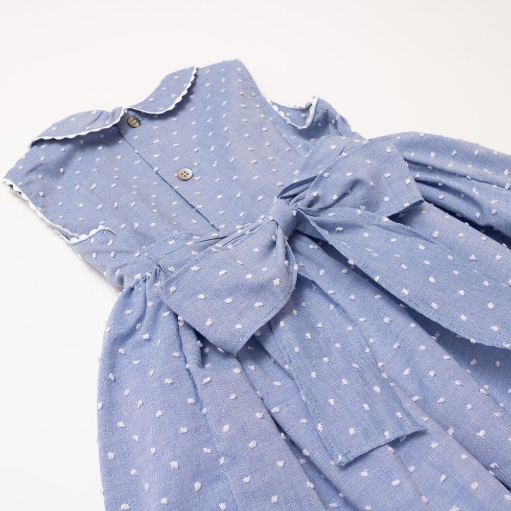 Amaia Kids - Caroline dress - Blue plumeti アマイアキッズ Amaia Kids - Caroline dress - Blue plumeti アマイアキッズ
