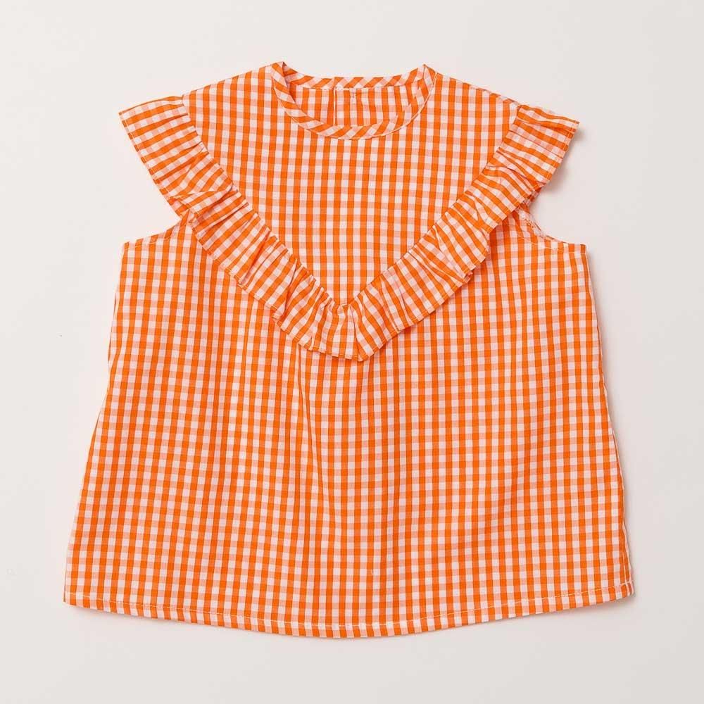 Amaia Kids - Aurelie top - Orange check ޥå - ֥饦
